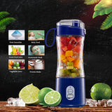 Blue Portable Mini Juicer - Rechargeable Electric Fruit Juicer Cup, Compact & Convenient