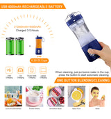 Dark Blue Portable Mini Juicer - Rechargeable Electric Fruit Juicer Cup, Compact & Convenient