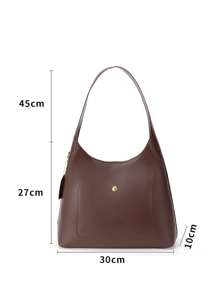 Brown Oil-Wax Leather Style Casual Shoulder Bag, Versatile Handbag and Crossbody Tote for Women