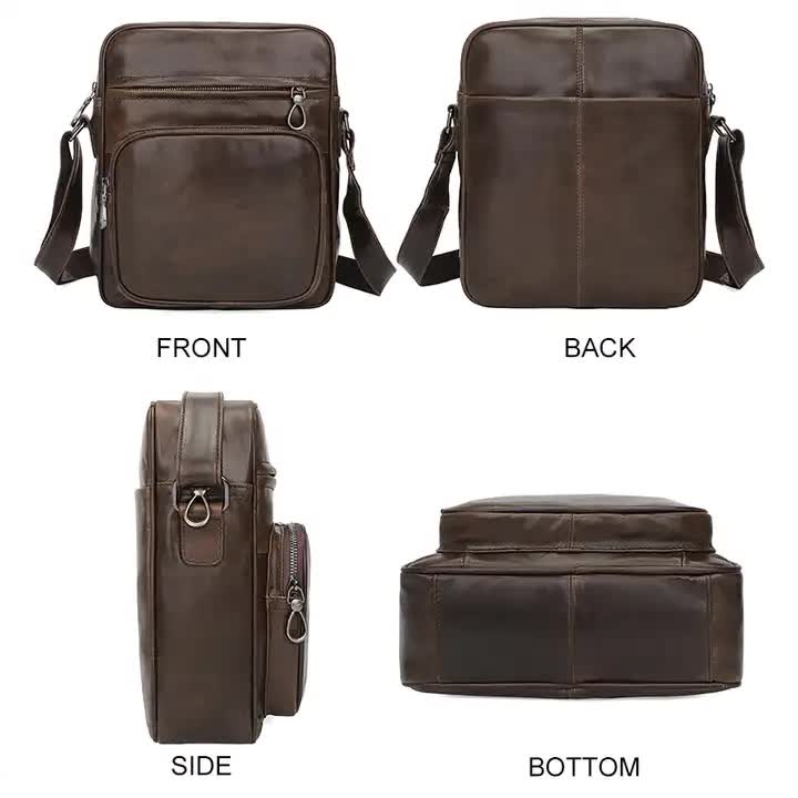 Dark Brown Men's Genuine Leather Casual Shoulder Bag, Minimalist Crossbody Bag for Everyday Use