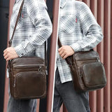 Dark Brown Men's Genuine Leather Casual Shoulder Bag, Minimalist Crossbody Bag for Everyday Use