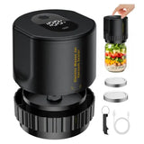 Black Automatic Electric Mason Jar Vacuum Sealer - Compact Food Preservation Machine with Digital Display