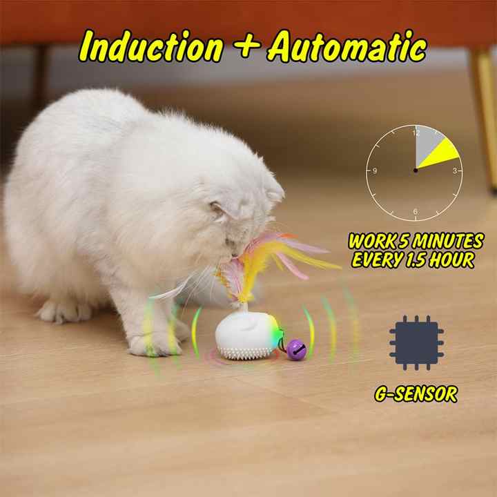 Interactive Cat Feather Toy with LED Lights – Smart Motion Pet Playmate