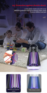 White 360° Electric Mosquito Killer Lamp - UV Light Insect Zapper with Digital Display for Indoor and Outdoor Use