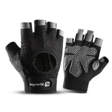 S Black Fingerless Sports Gloves – Non-Slip Silicone Palm Pads for Cycling, Weightlifting, and Fitness Training