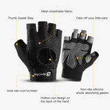 S Black Fingerless Sports Gloves – Non-Slip Silicone Palm Pads for Cycling, Weightlifting, and Fitness Training - Top-Down View