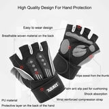 M White Fingerless Workout Gloves with Wrist Support – Non-Slip, Breathable Gym Gloves for Weightlifting and Cycling - Top-Down View