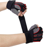 M White Fingerless Workout Gloves with Wrist Support – Non-Slip, Breathable Gym Gloves for Weightlifting and Cycling - 45-Degree Angle