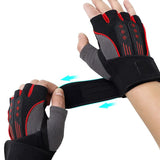 L White Fingerless Workout Gloves with Wrist Support - Non-Slip, Breathable Gym Gloves for Weightlifting and Cycling - Rear View