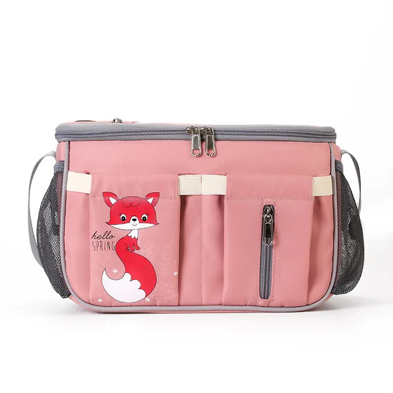 Pink Stroller Organizer Bag - Multi-Functional Baby Bag with Touchscreen Window, USB Port, and Bottle Holders