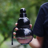 32oz Inspired Gourd Water Plastic Black Bottle - Decorative Double-Layer Flask with Calligraphy and Accessories