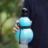 32oz Inspired Gourd Water Plastic Blue Bottle - Decorative Double-Layer Flask with Calligraphy and Accessories