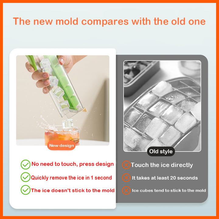 Orange Ice Cube Maker Bottle - Portable and Easy-Release Ice Cube Tray for Drinks