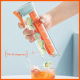 Green Ice Cube Maker Bottle - Portable and Easy-Release Ice Cube Tray for Drinks