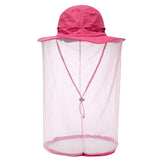 Rose Red Outdoor Mosquito Net Hat - Sun Protection and Insect Repellent Bucket Hat