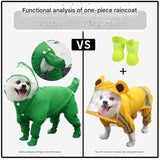 S Green Waterproof Full-Cover Pet Raincoat with Hood and Booties