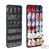 Dark Grey Hanging Felt Shoe Organizer with 24 Clear Pockets - Anti-Rust Metal Hanger Included, Perfect for Shoes, Toys, and Accessories