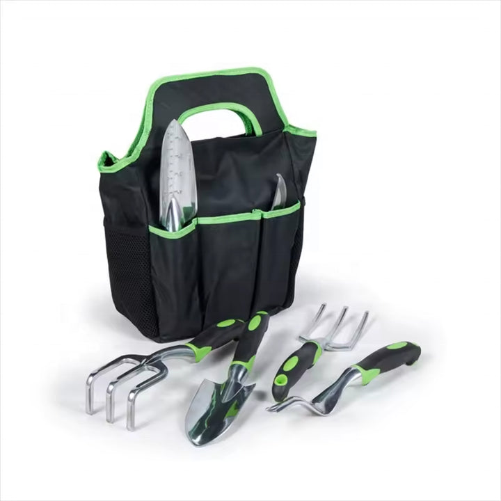 Orange 8-Piece Heavy-Duty Gardening Tool Set with Ergonomic Handles and Storage Bag