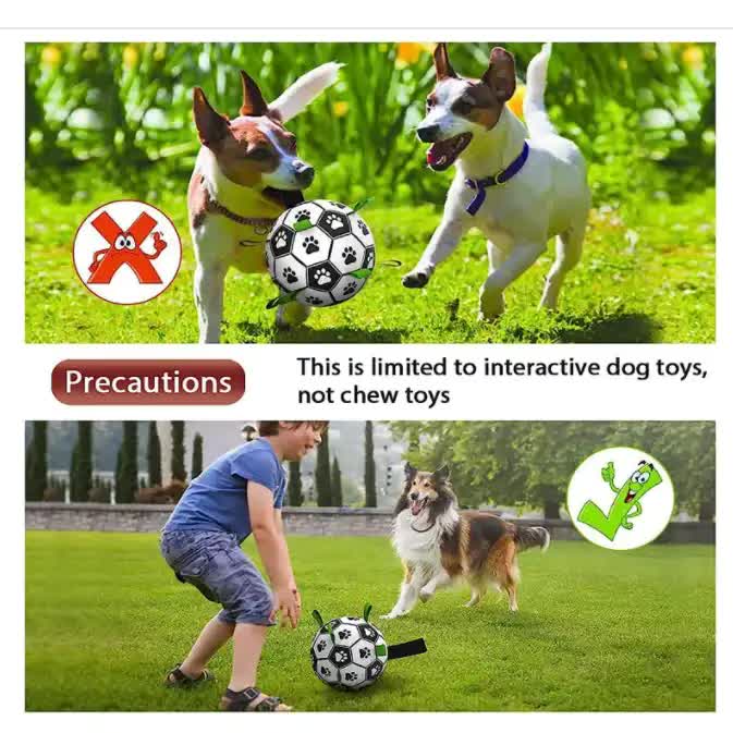 15*15cm Interactive Dog Toy Soccer Ball with Rope | Outdoor Fetch & Tug Play for Dogs | Training & Exercise Pet Toy