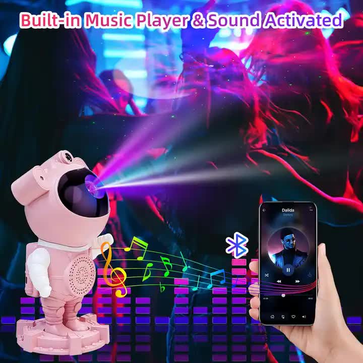 White Astronaut Bluetooth Music White Noise Space Projector Lamp - Creative Starry Sky Projector, Wireless Speaker Desktop Decoration Gift