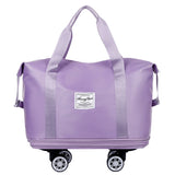 Light Purple Large Capacity Travel Bag with Expandable Design, Waterproof & Wet-Dry Separation, 360° Spinner Wheels - Ideal for Students, Business, and Maternity