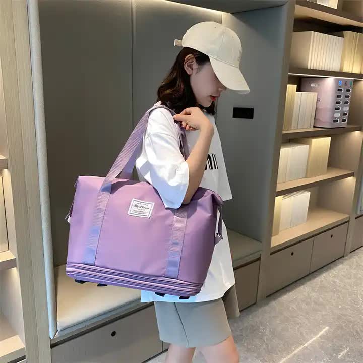 Light Purple Large Capacity Travel Bag with Expandable Design, Waterproof & Wet-Dry Separation, 360° Spinner Wheels - Ideal for Students, Business, and Maternity