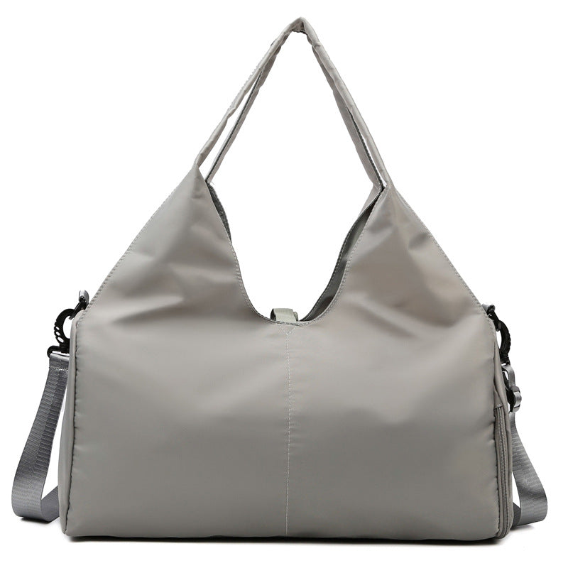 Grey Oxford Fabric Women's Shoulder Bag, Large Capacity Yoga & Gym Bag with Separate Shoe Compartment - Stylish & Functional Sport Bag