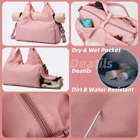 Grey Oxford Fabric Women's Shoulder Bag, Large Capacity Yoga & Gym Bag with Separate Shoe Compartment - Stylish & Functional Sport Bag