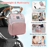 Grey Portable Mommy Bag with Baby Crib – Multi-Function Baby Diaper Backpack, Lightweight and Large Capacity for Moms