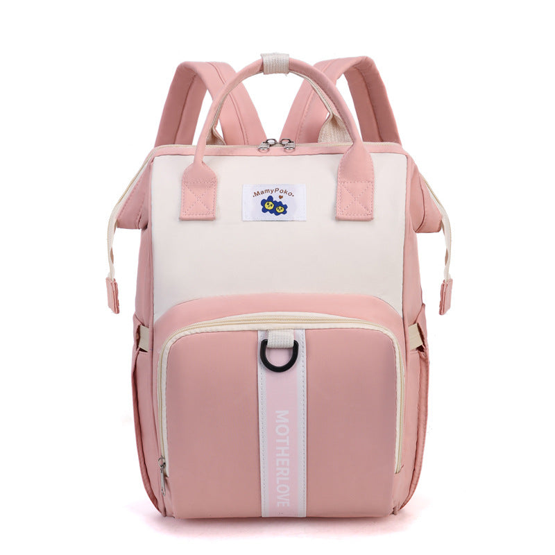 Pink New Large Capacity Mommy Bag – Portable and Lightweight Multi-Function Diaper Backpack, Stylish Baby and Mom Storage Bag