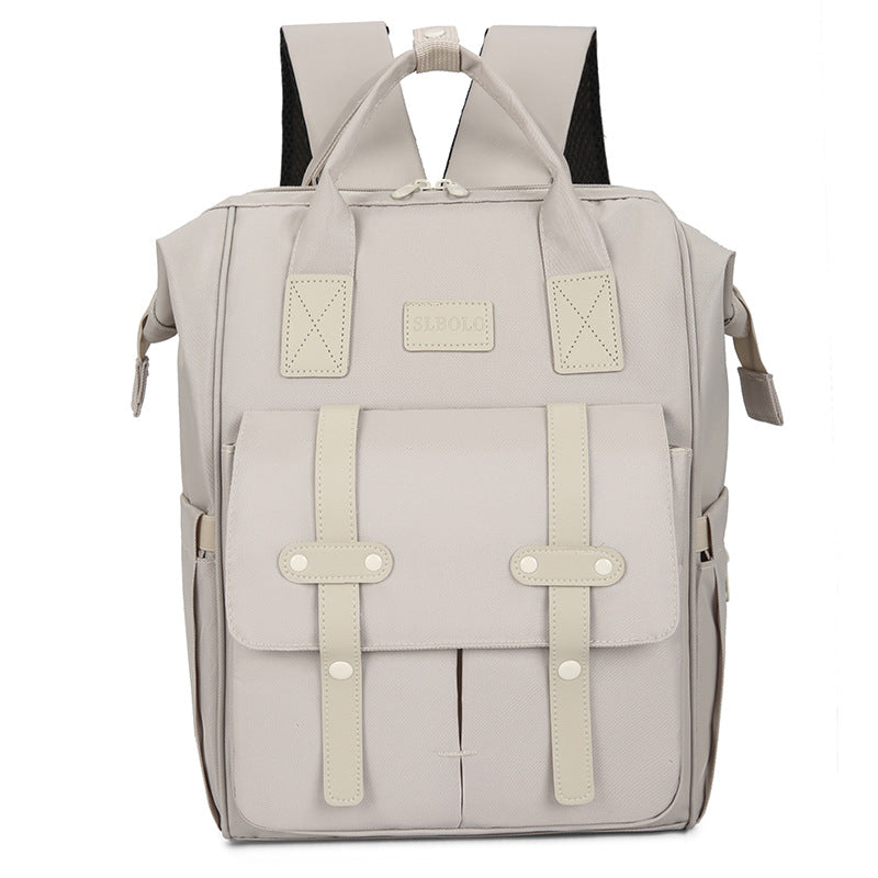 White Fashionable Multi-Function Mommy Bag - Large Capacity Diaper Tote and Backpack for Moms, Ideal for Travel and Everyday Use