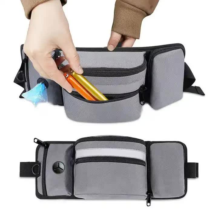 Black Portable Dog Training Bag - Multi-Function Pet Snack Pouch, Waste Bag Holder, and Training Waist Bag for Dog Walking and Outdoor Adventures