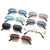 Black Stylish Frameless Diamond-Cut Sunglasses with Metallic Temples – Trendy Line-Design Fashion Eyewear