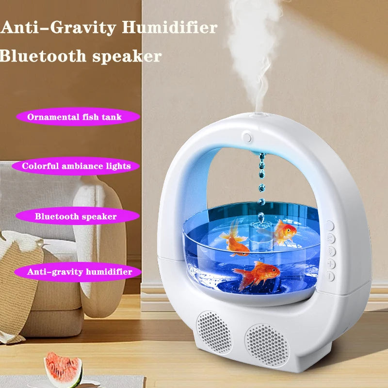 Pink 3 In 1 Anti-Gravity Humidifier Multifunctional Aromatherapy Machine Bluetooth-compatible Speaker Fish Tank Ambient Light