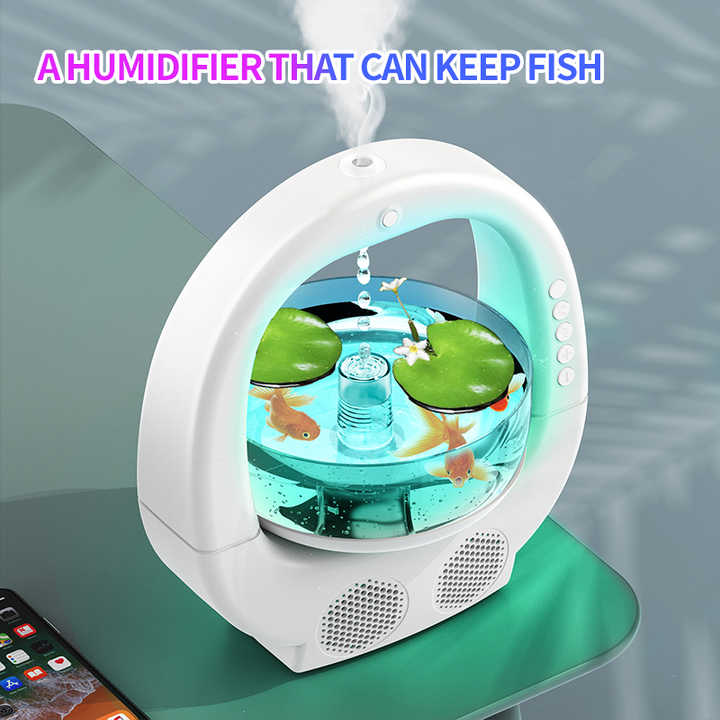 Pink 3 In 1 Anti-Gravity Humidifier Multifunctional Aromatherapy Machine Bluetooth-compatible Speaker Fish Tank Ambient Light