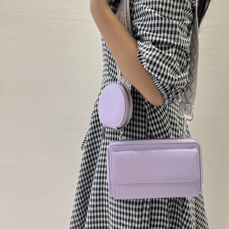 Light Purple 2-piece combination new mobile phone shoulder bag niche design one-shoulder messenger bag mobile phone bag multi-function wide shoulder strap mother-and-child bag