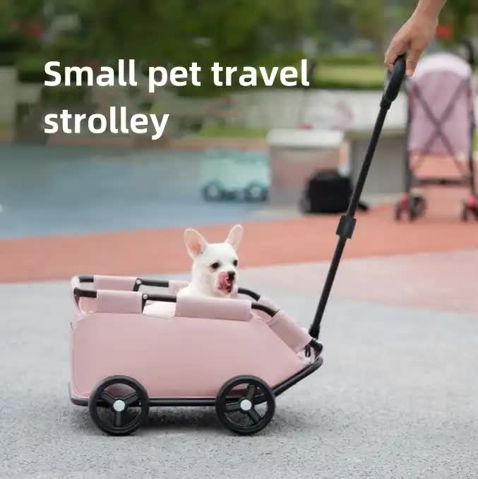 Blue Lattice Compact Foldable Pet Stroller for Dogs and Cats - Lightweight Travel Pushchair for Small Pets, Teddy Dogs, and Cats - Portable and Collapsible Pet Buggy for Outdoor Adventures