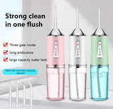 Pink Electric Portable Water Flosser - Smart 4-Head Oral Irrigation Teeth Cleaner, Pulse Cleaning for Home Use