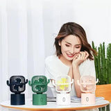 Green Cactus-Shaped USB Rechargeable Fan – Creative Desktop Fan for Home & Office with Adjustable Head for Cooling on the Go