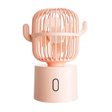 Pink Cactus-Shaped USB Rechargeable Fan - Creative Desktop Fan for Home & Office with Adjustable Head for Cooling on the Go