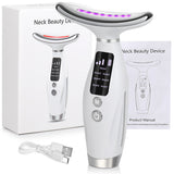 7-Color LED Neck Massager with Heat Therapy, 7 Modes, USB Rechargeable Neck Beauty Device