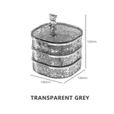 Grey Three-Layer Rotatable Jewelry Organizer Box - Stylish and Anti-Oxidation Storage for Earrings, Necklaces, and Rings