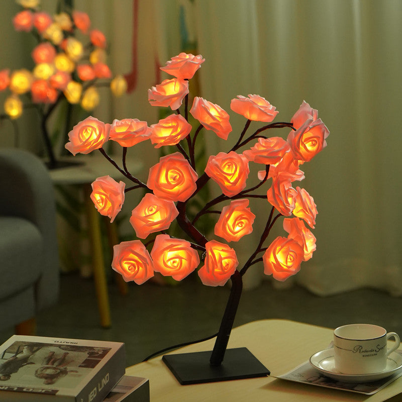 LED Rose Flower Tree Light with Detachable Base and USB Switch – Decorative Night Light for Home Décor