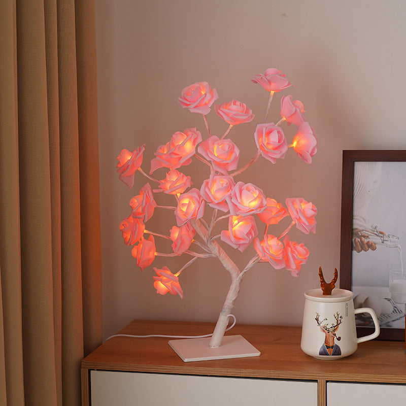 LED Rose Flower Tree Light with Detachable Base and USB Switch – Decorative Night Light for Home Décor