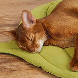 1 Pcs Green Leaf-Shaped Pet Sleeping Mat - Durable Dog Floor Pad & Cat Bed for Sleeping and Playtime