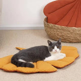 1 Pcs Green Leaf-Shaped Pet Sleeping Mat - Durable Dog Floor Pad & Cat Bed for Sleeping and Playtime