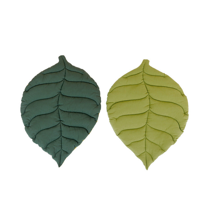 1 Pcs Yellow Leaf-Shaped Pet Sleeping Mat - Durable Dog Floor Pad & Cat Bed for Sleeping and Playtime