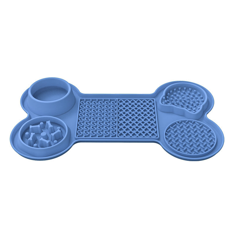 Blue Silicone Pet Licking Mat Slow Feeder Pad with Strong Suction and Foldable Design, Heat Resistant -40°C to 240°C, for Dogs and Cats