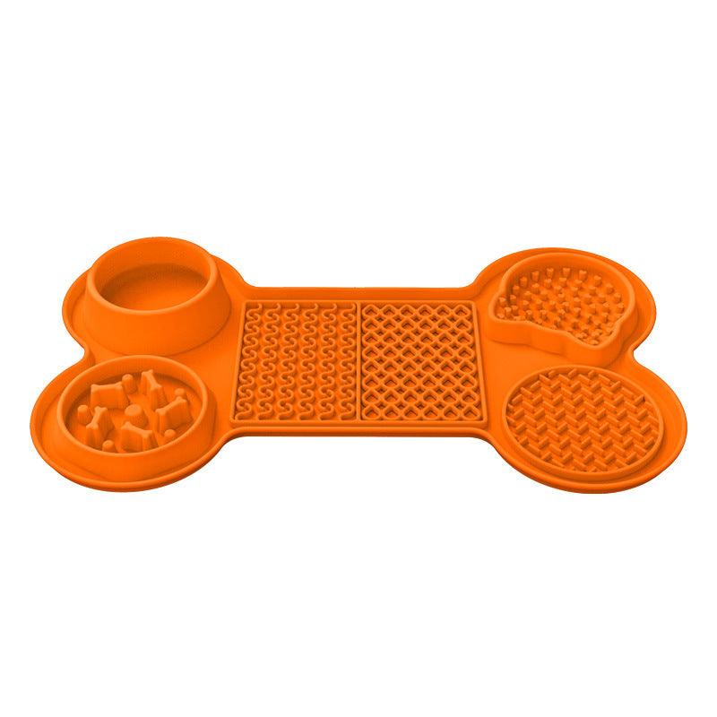 Orange Silicone Pet Licking Mat Slow Feeder Pad with Strong Suction and Foldable Design, Heat Resistant -40°C to 240°C, for Dogs and Cats