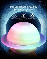 Purle And Blue 3D Saturn Ring Bluetooth Speaker with Adjustable LED Lights, HiFi Bass, USB Charging, and Immersive Sound for Home and Desktop Use